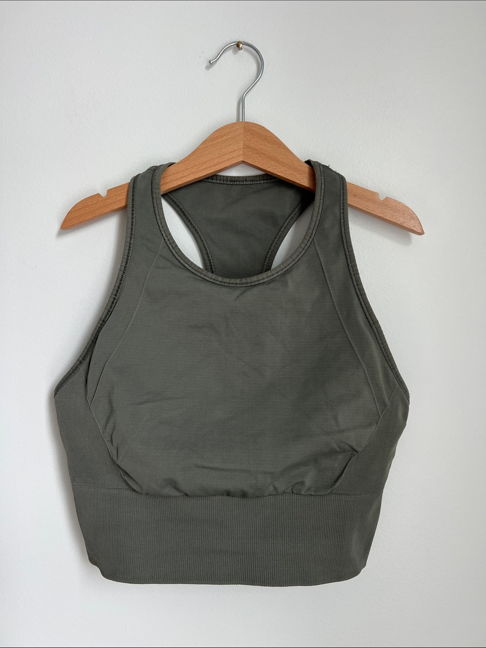 lululemon athletica | Olive Green High-Neck Racerback Sports Bra Sporty Size 6